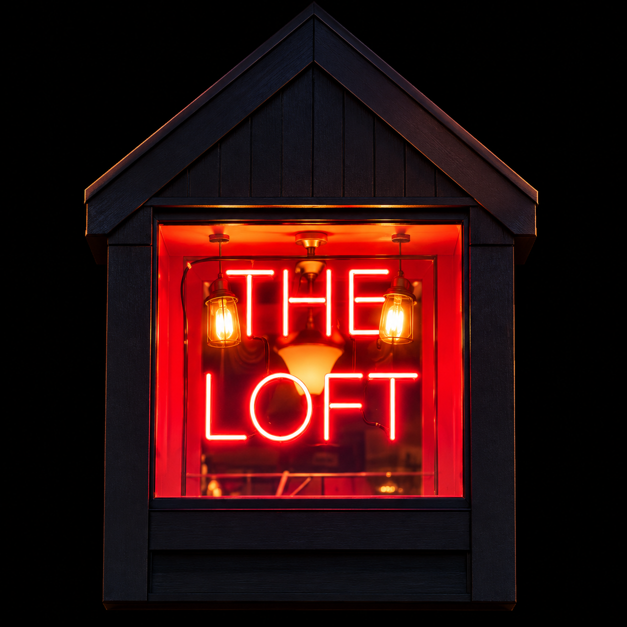 The Loft’s glowing red neon sign